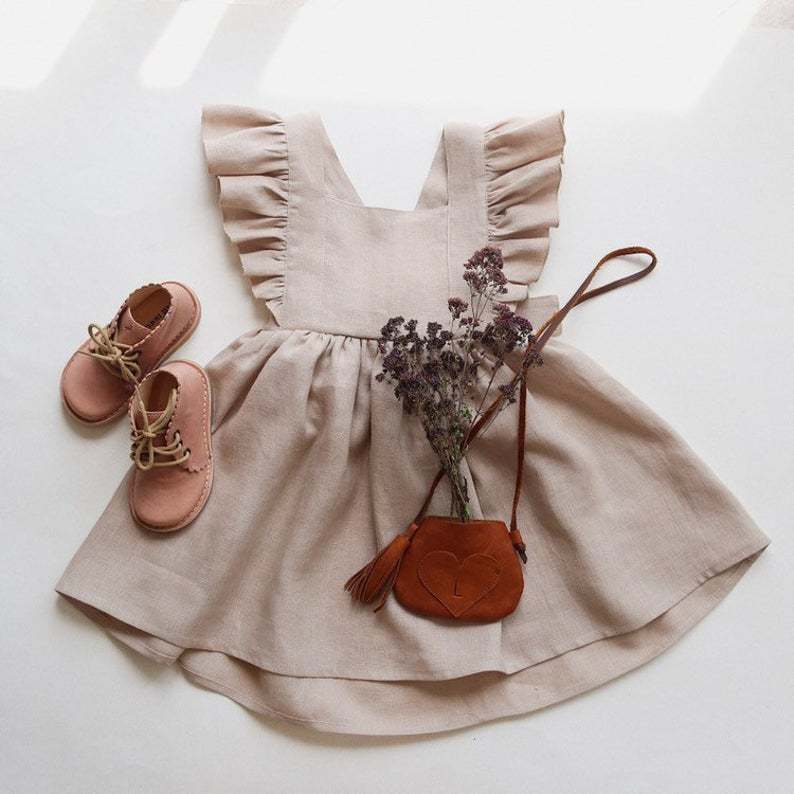 Linen suspender dress