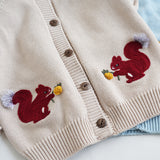 Squirrel Embroidered Knitted Cardigan