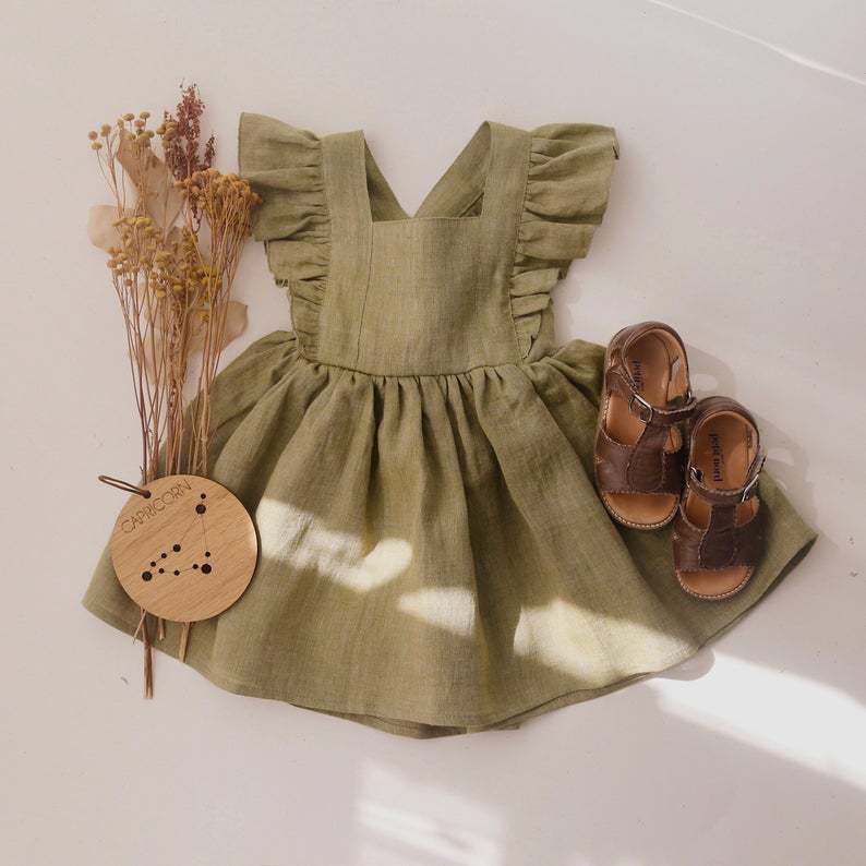 Linen suspender dress