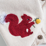 Squirrel Embroidered Knitted Cardigan