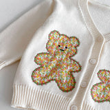 Embroidered Bear Knitted Cardigan