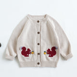 Squirrel Embroidered Knitted Cardigan