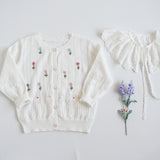 Embroidered thin knitted cardigan