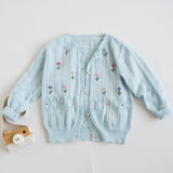 Embroidered thin knitted cardigan