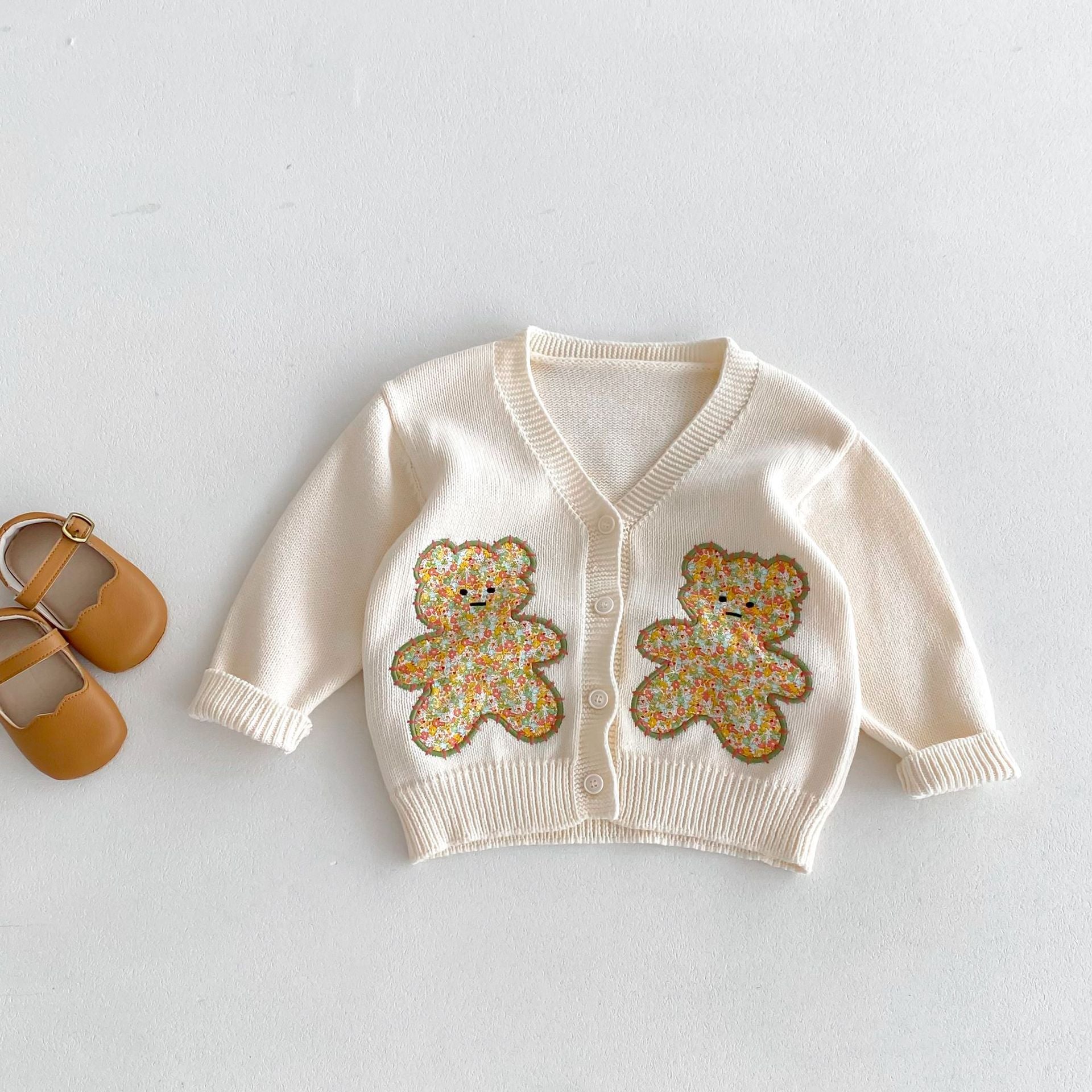 Embroidered Bear Knitted Cardigan